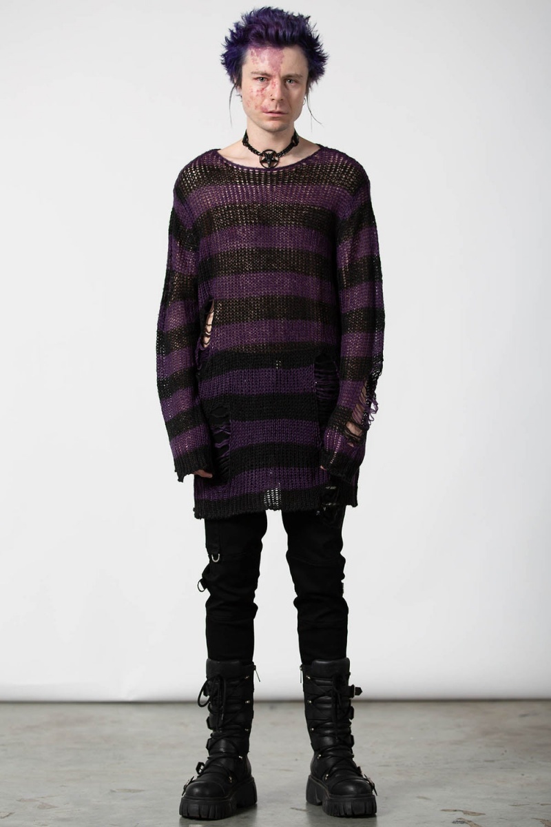 Killstar Graph Knit Svetrové Fialové | CPVANO-648