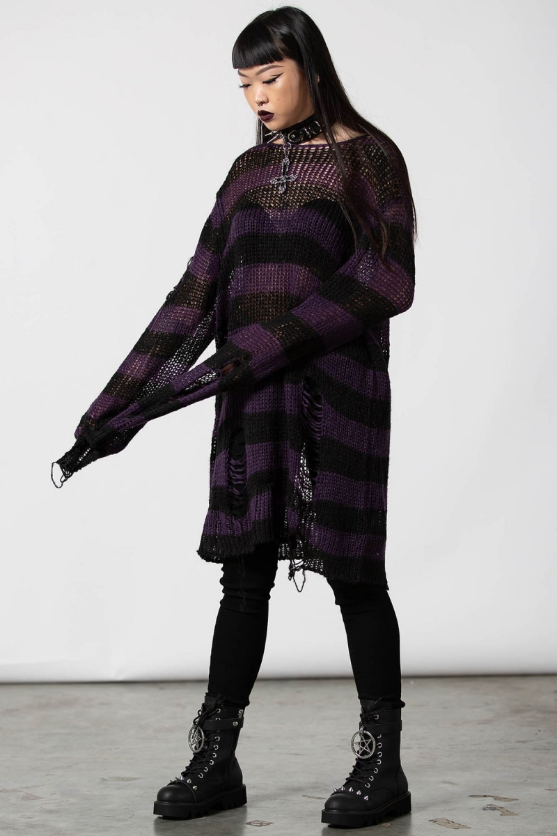 Killstar Graph Knit Svetrové Fialové | ZIEDXT-675