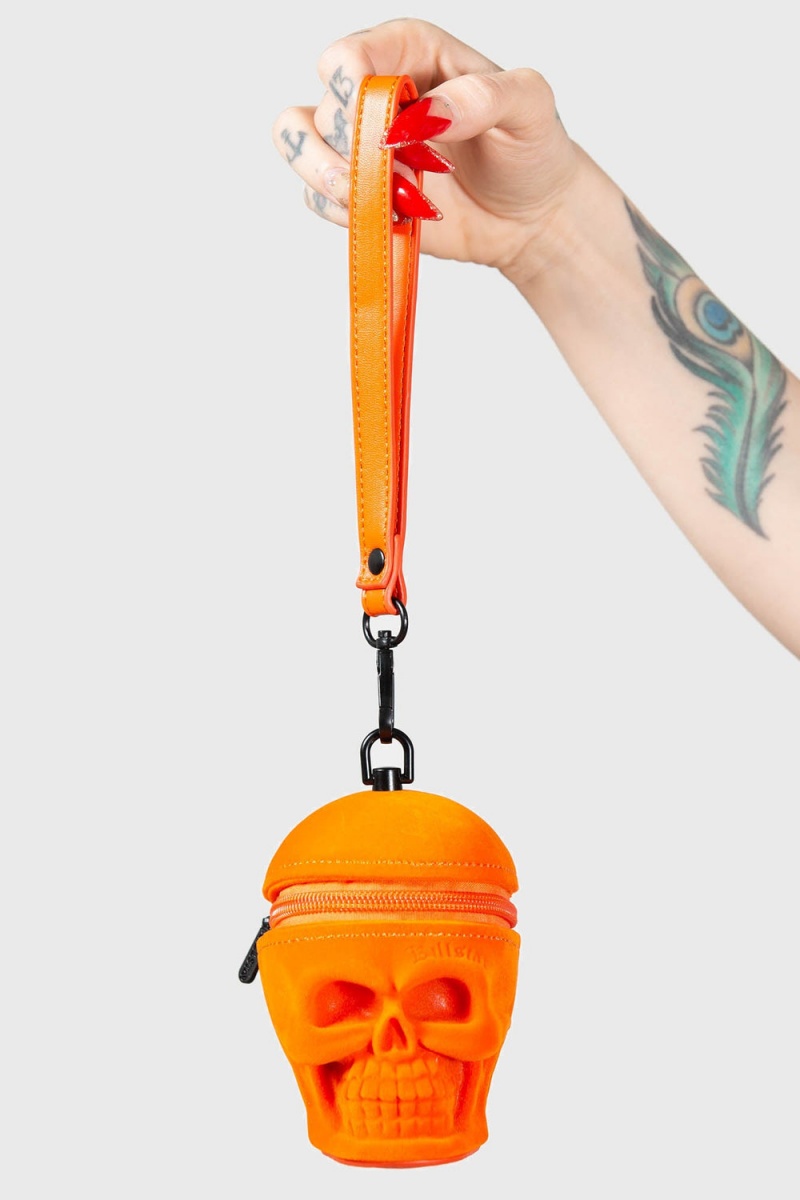 Killstar Grave Digger Coin Purse [ORANGE VELVET] Oranžové | KSIEQC-647
