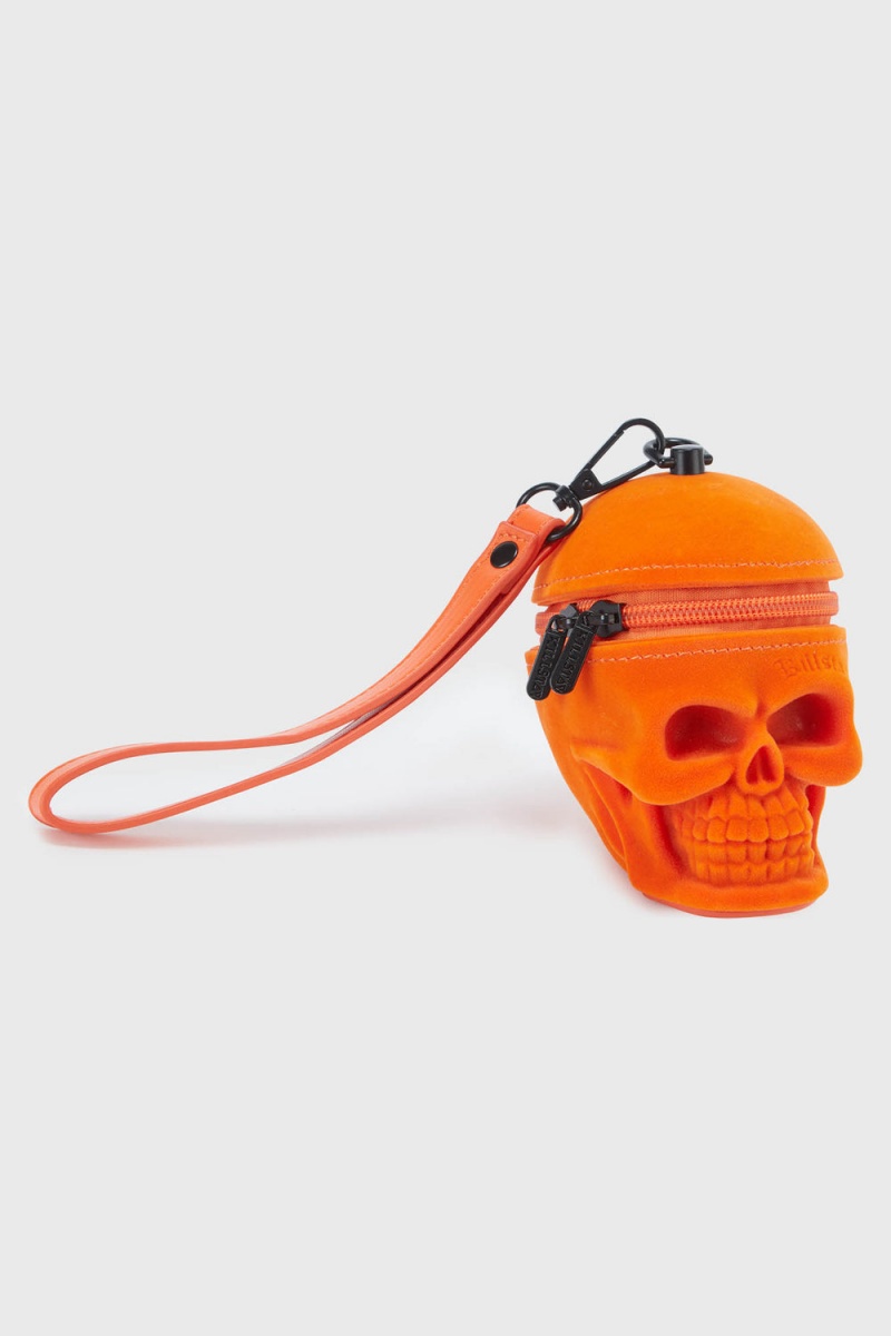 Killstar Grave Digger Coin Purse [ORANGE VELVET] Oranžové | KSIEQC-647