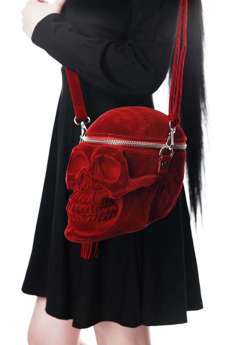 Killstar Grave Digger Skull Handbag [BLOOD] Červené | RNIFXE-368