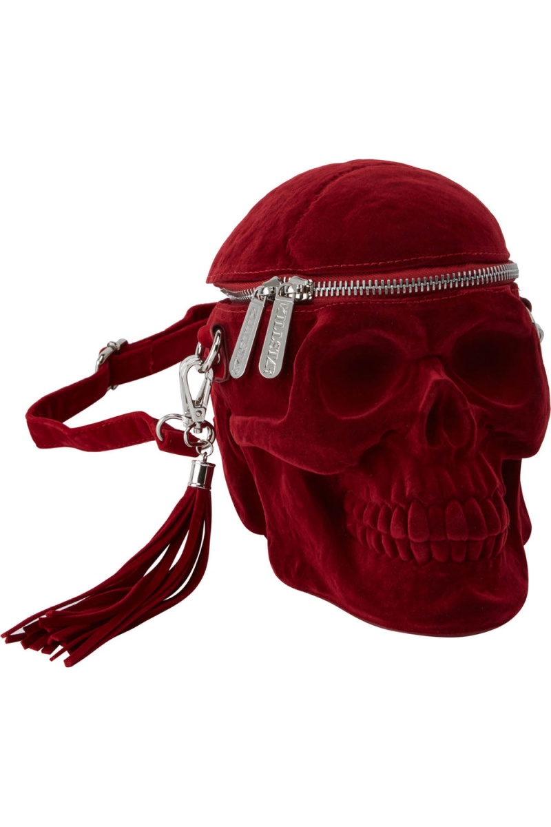 Killstar Grave Digger Skull Handbag [BLOOD] Červené | RNIFXE-368