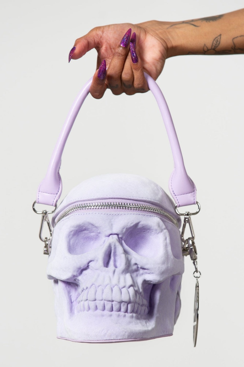 Killstar Grave Digger Skull Handbag [LILAC] Lilac | WKJXYM-318