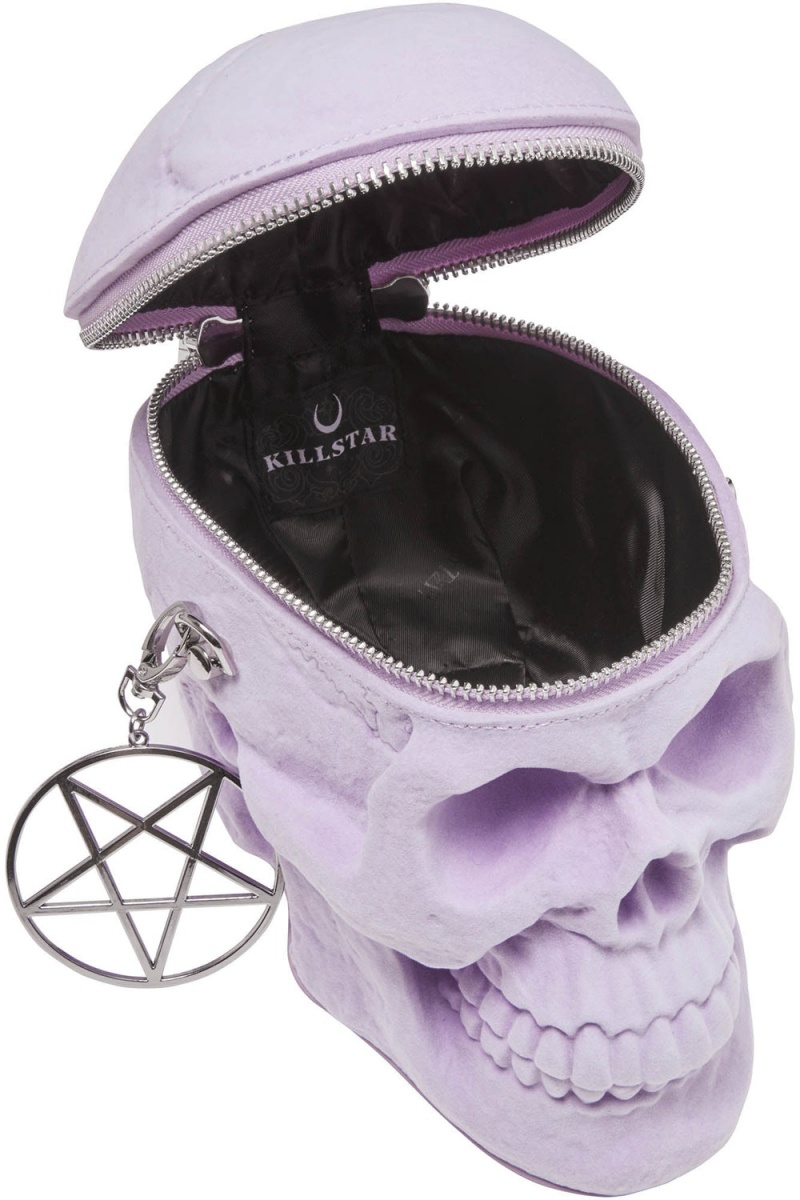 Killstar Grave Digger Skull Handbag [LILAC] Lilac | WKJXYM-318