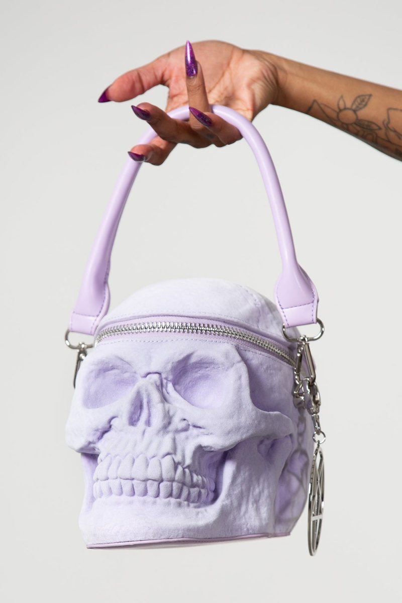 Killstar Grave Digger Skull Handbag [LILAC] Lilac | WKJXYM-318