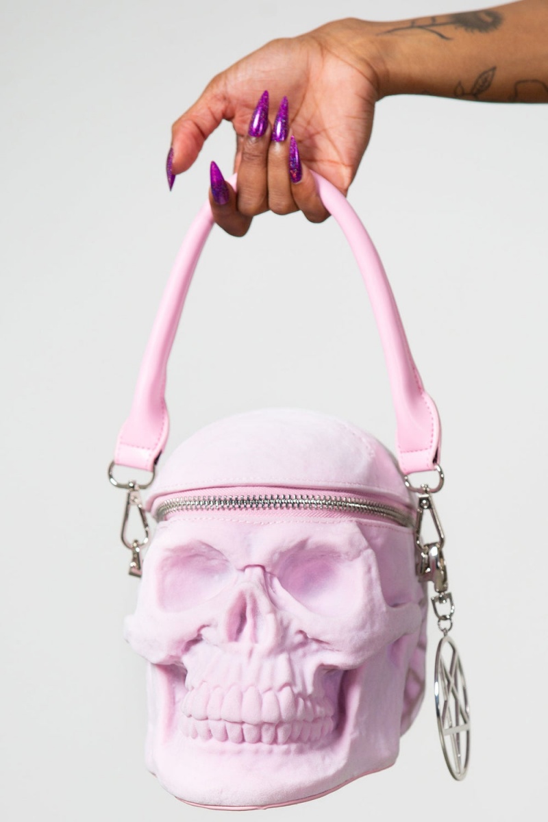 Killstar Grave Digger Skull Handbag [PASTEL PINK] Růžové | YQRHUL-148