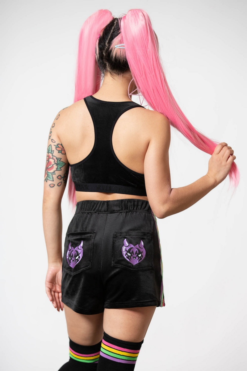 Killstar Groovy Velour Bralet Černé | BEDWIN-914