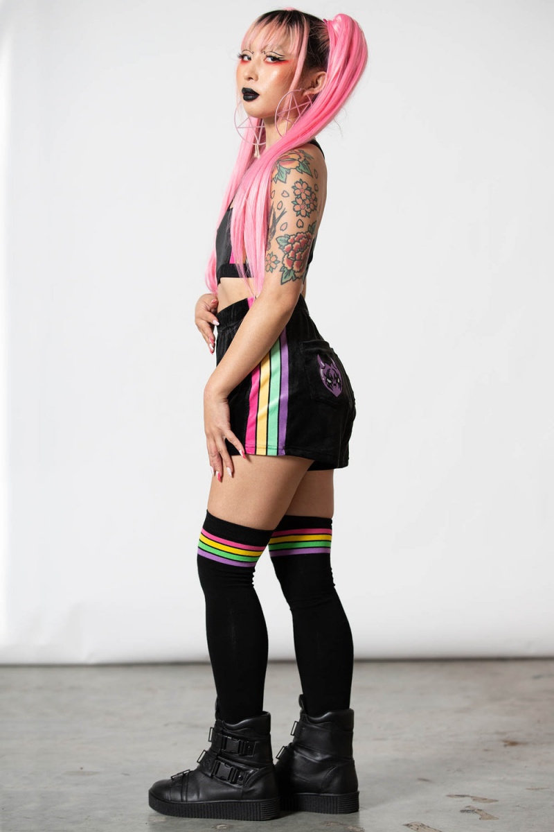 Killstar Groovy Velour Shorts Černé | FYEWLO-648