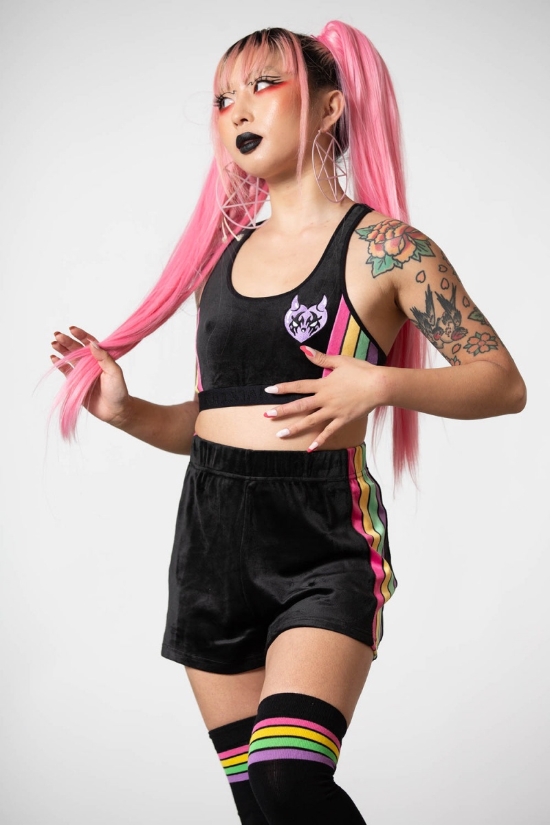 Killstar Groovy Velour Shorts Černé | FYEWLO-648