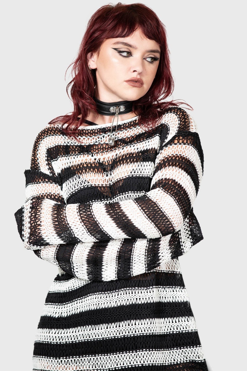 Killstar Grunge Svetrové Černé Bílé | YEJKDT-453