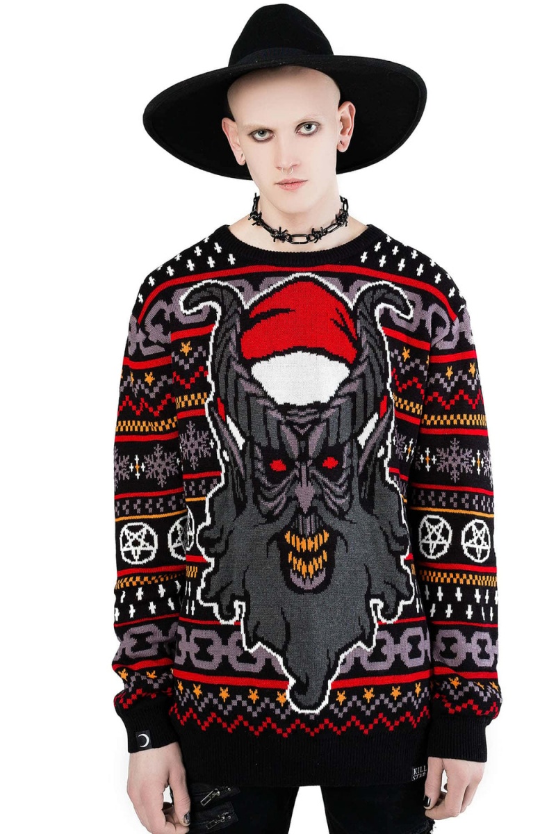 Killstar Hail Santa Knit Svetrové [LTD] Černé | ESIOCU-038
