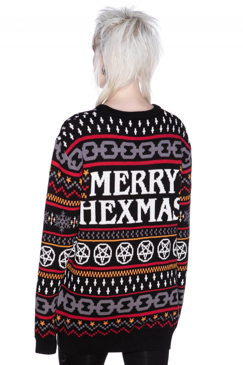 Killstar Hail Santa Knit Svetrové [LTD] Černé | ESIOCU-038