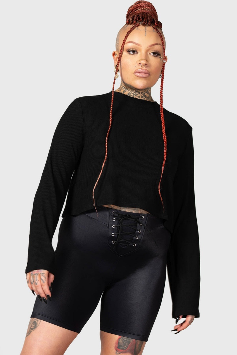 Killstar Haunted Affirmations Long Sleeve Top Černé | LGDQKF-891