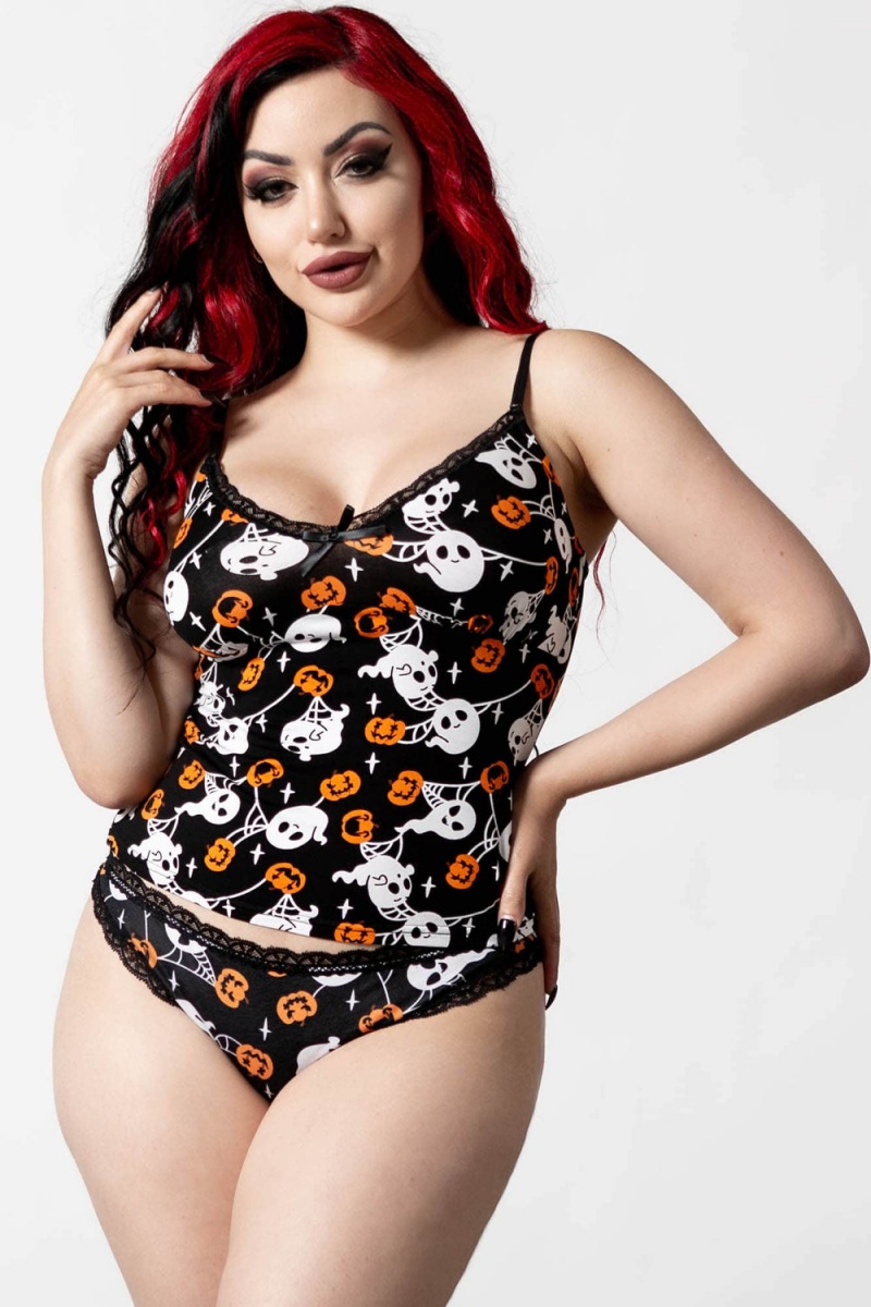 Killstar Haunted Pumpkin Cami Top Černé | CZQBXH-968