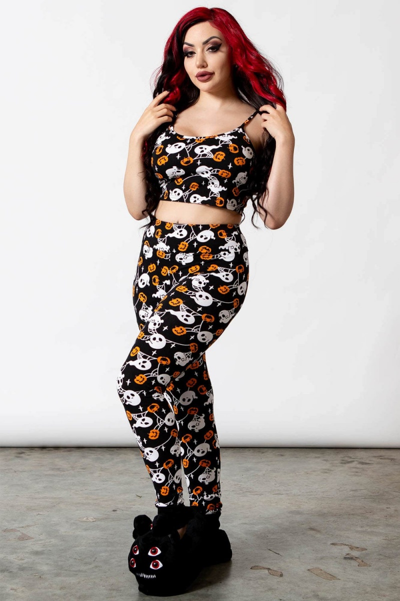 Killstar Haunted Pumpkin Cropped Cami Černé | NOGYTQ-047