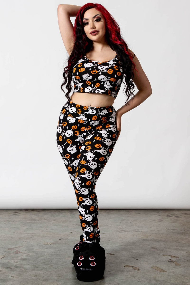 Killstar Haunted Pumpkin Cropped Cami Černé | NOGYTQ-047