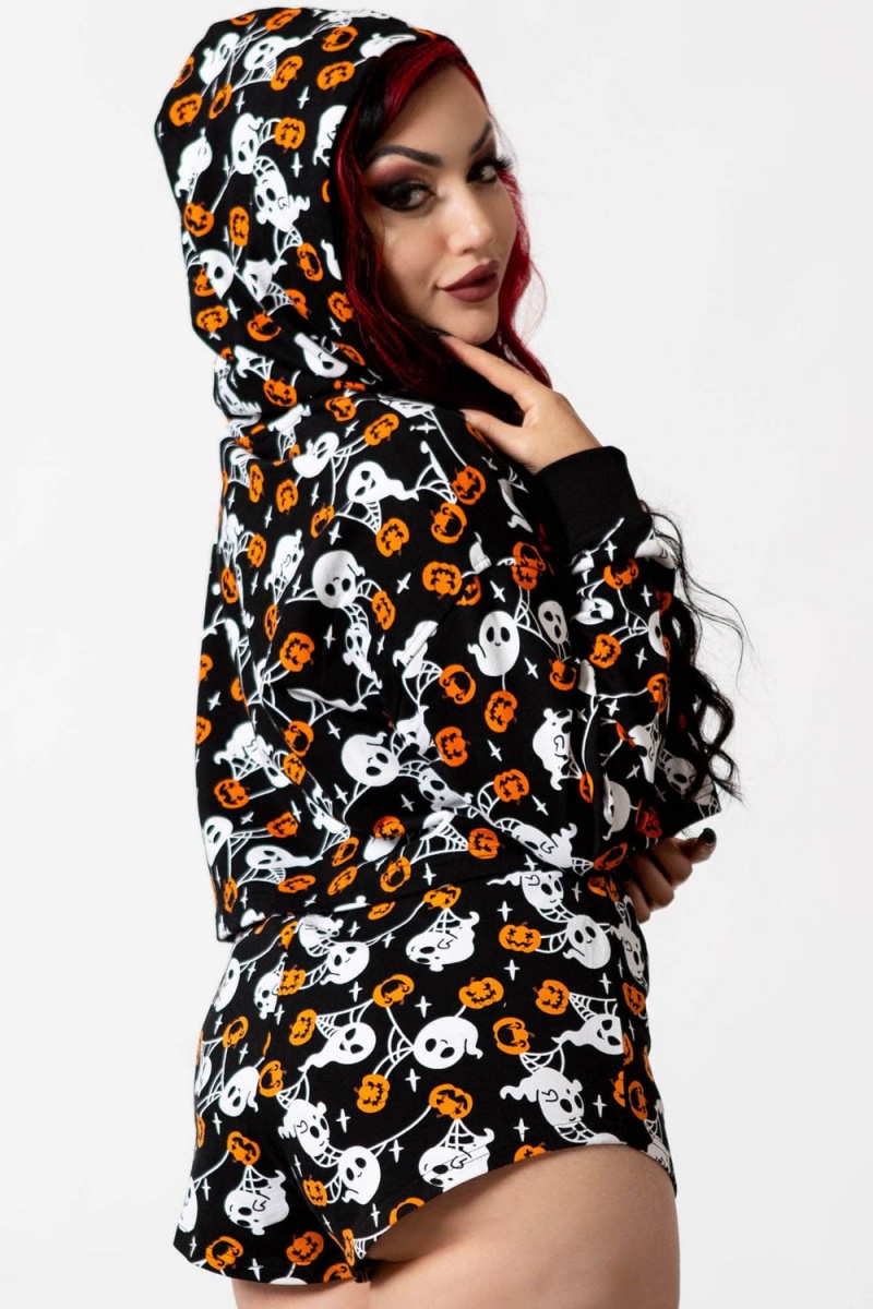 Killstar Haunted Pumpkin Cropped Hoodie Černé | GXTEJS-062