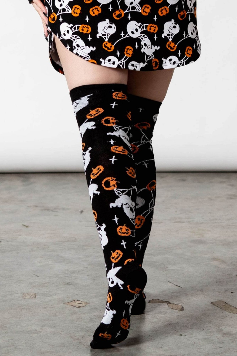 Killstar Haunted Pumpkin Knee-High Socks Černé | VGBAOD-752