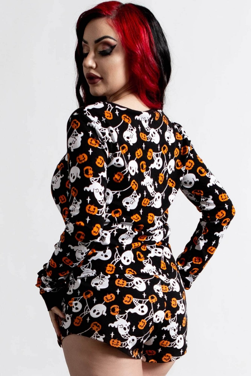 Killstar Haunted Pumpkin Long Sleeve Top Černé | LMTIQC-412