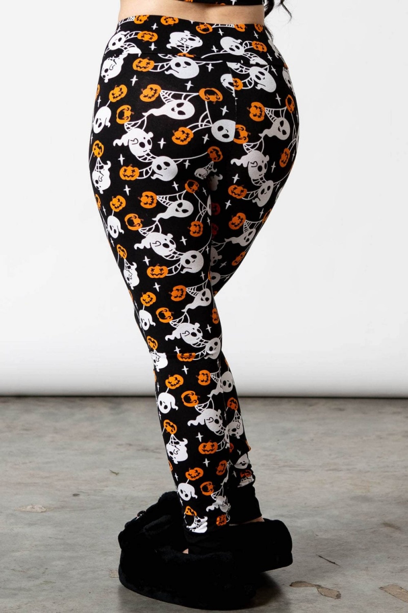 Killstar Haunted Pumpkin Lounge Leggings Černé | BEWTRS-628