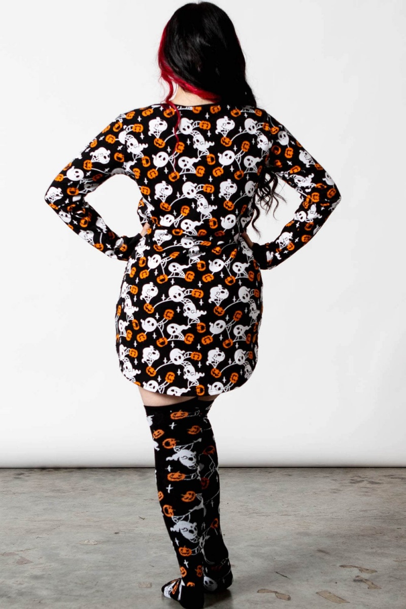 Killstar Haunted Pumpkin Lounge Šaty Černé | XKNCJH-138