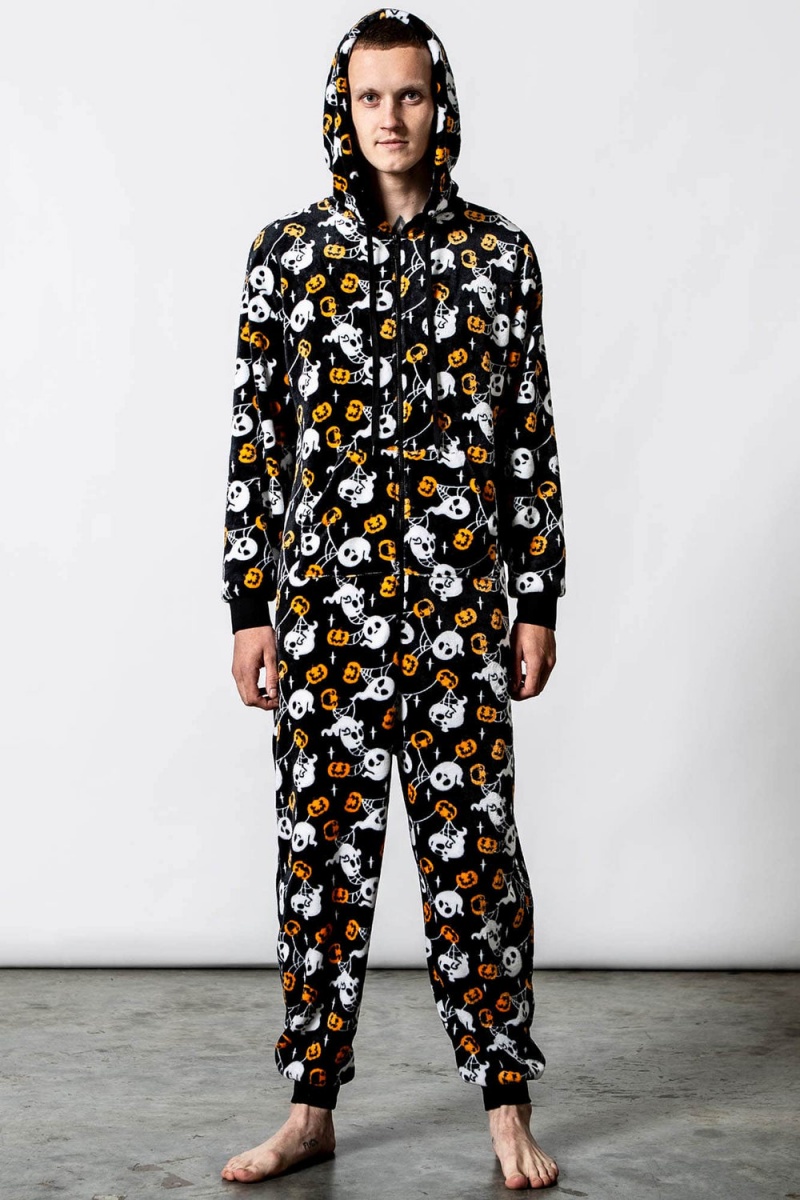 Killstar Haunted Pumpkin Onesie Černé | HMNKVW-078