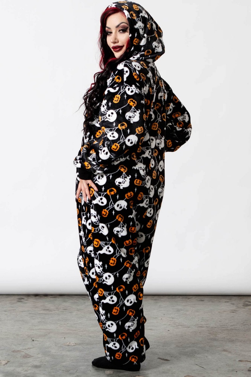 Killstar Haunted Pumpkin Onesie Černé | IUBEOY-365