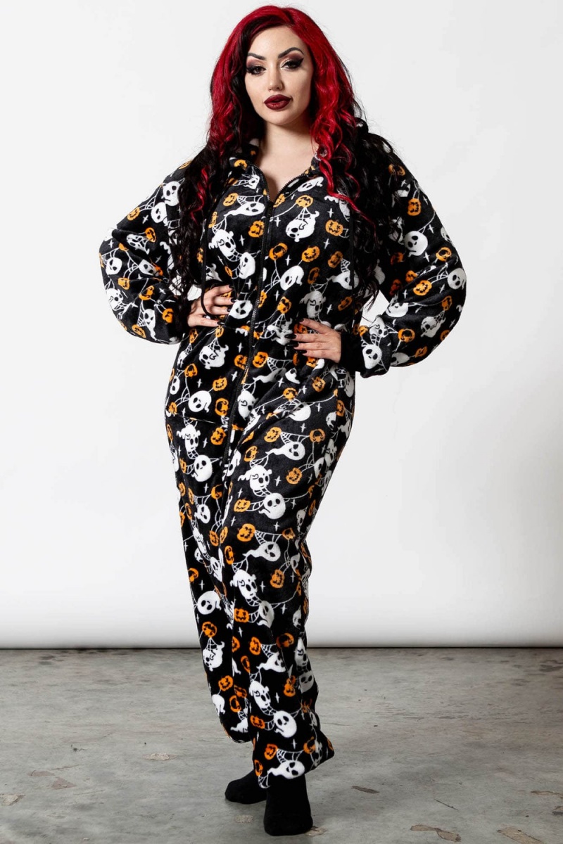 Killstar Haunted Pumpkin Onesie Černé | IUBEOY-365