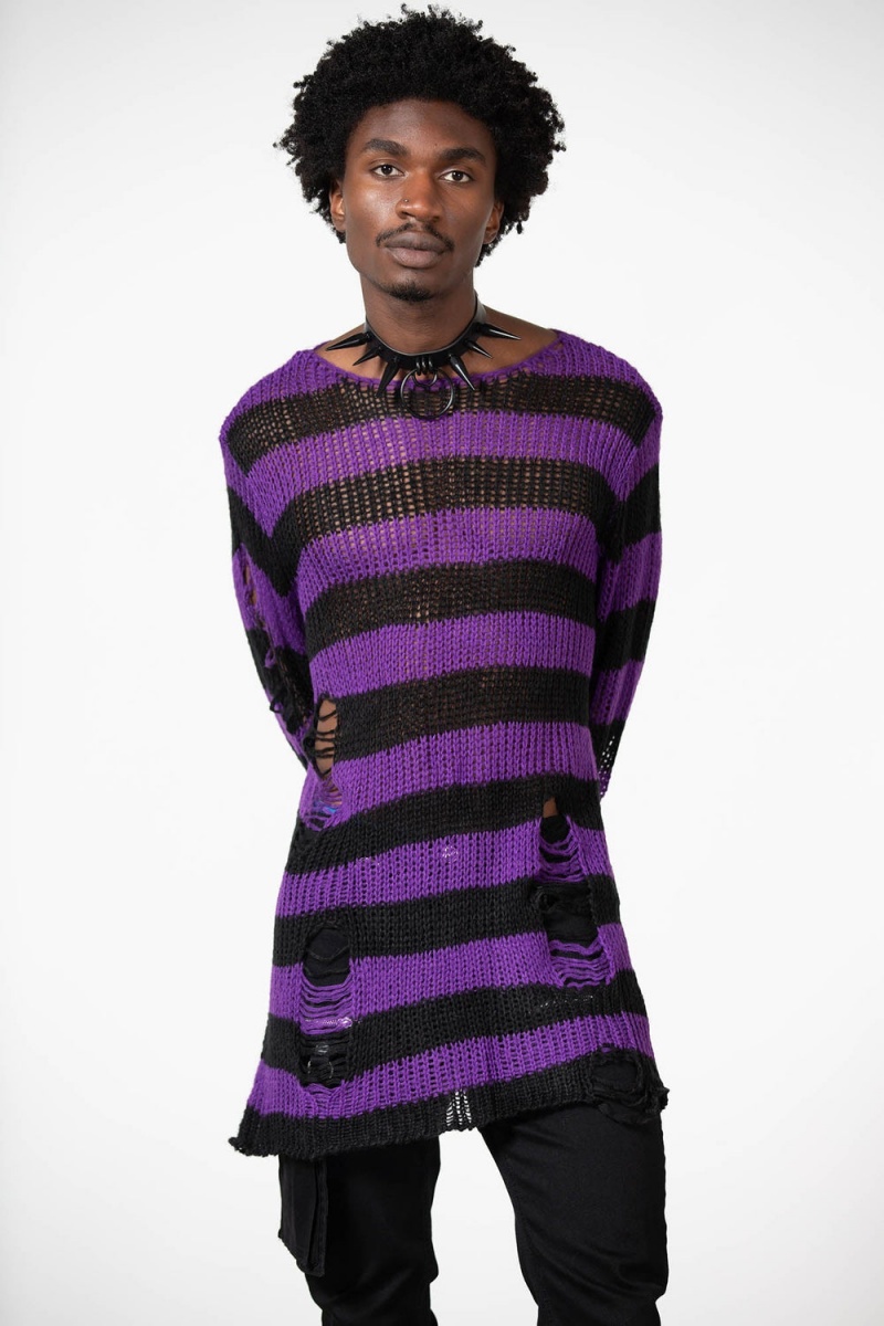 Killstar Hazed Out Knit Svetrové Fialové | EBSJYH-892