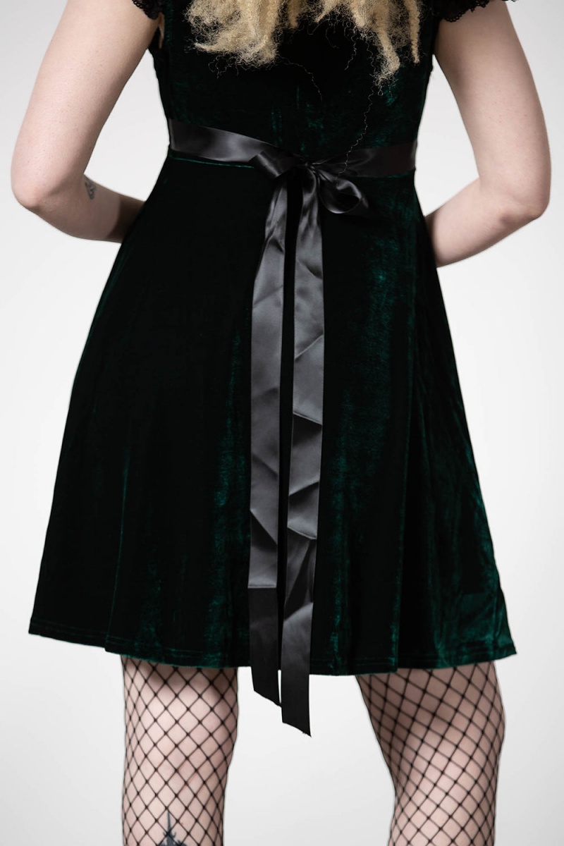Killstar Heather Babydoll Šaty [EMERALD] Zelene | MZPGLY-695