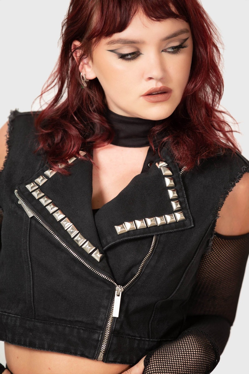 Killstar Heaven2Hell Denim Vest Černé | OXQPYT-052