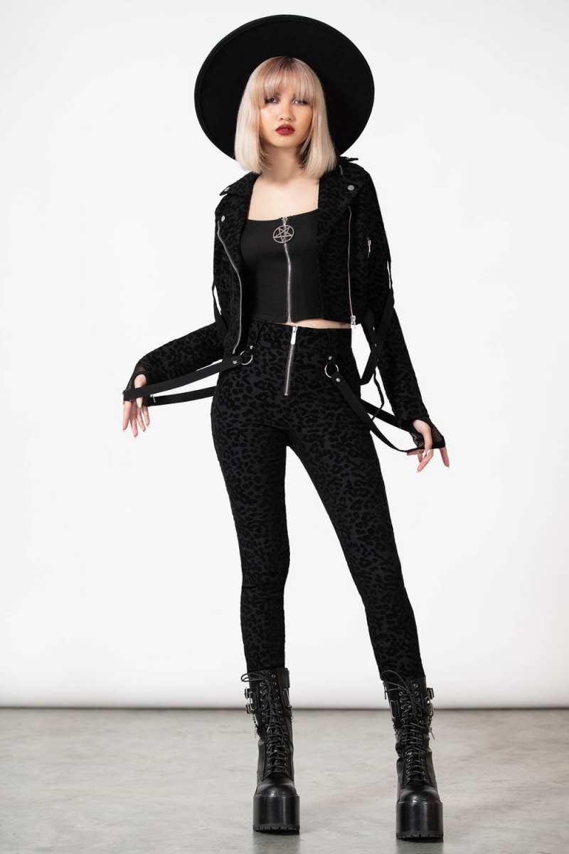 Killstar Hellcat Zip Trousers Černé | VDRTHG-690