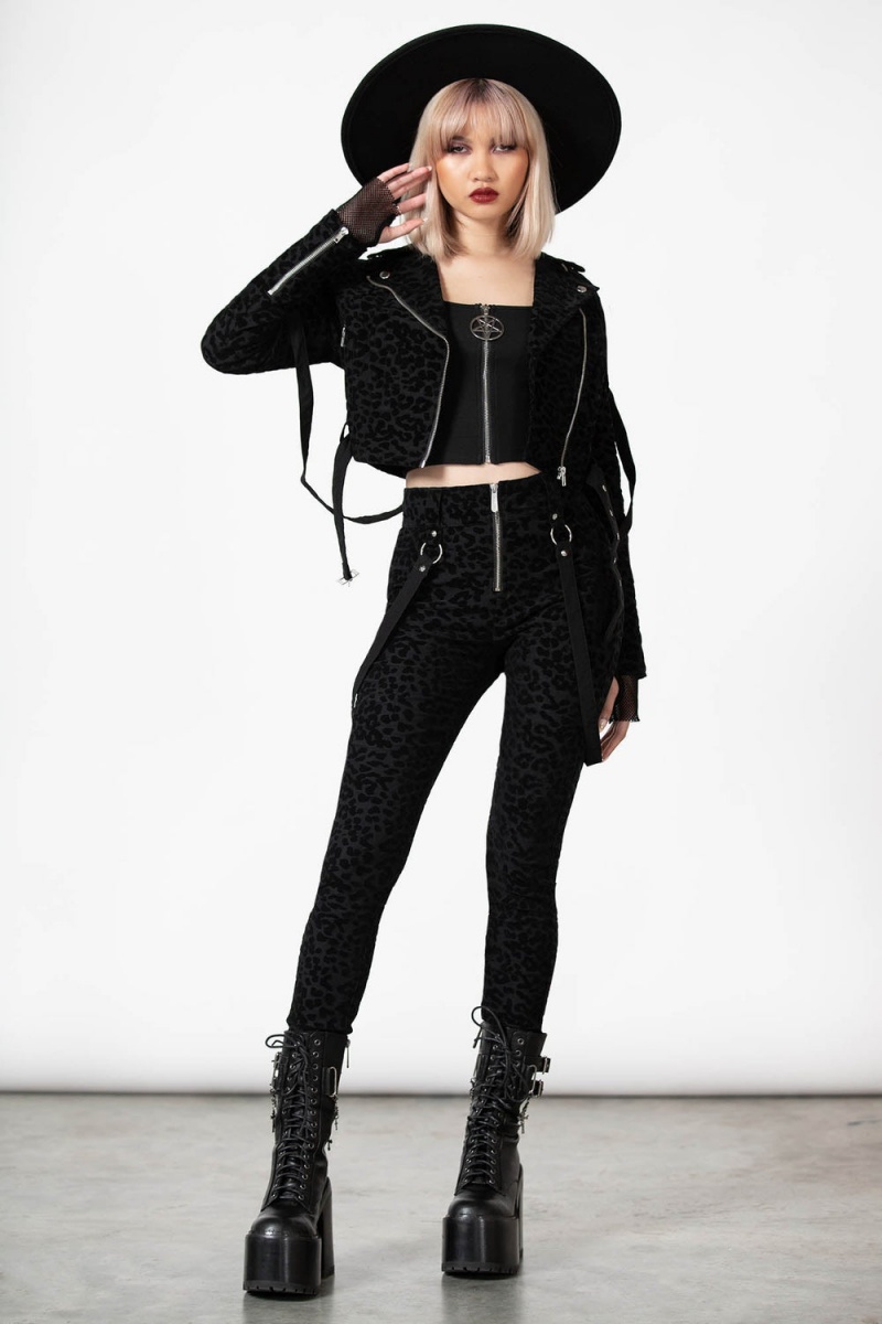 Killstar Hellcat Zip Trousers Černé | VDRTHG-690