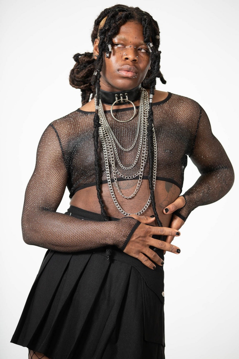 Killstar Hellia Fishnet Top Černé | UXOMGI-701