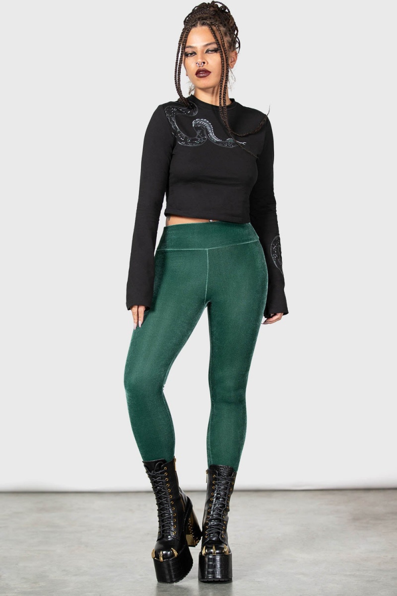 Killstar Hematite Leggings [GREEN] Zelene | PBGDIJ-402