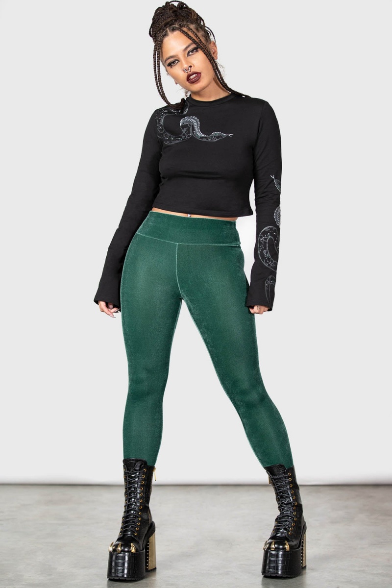 Killstar Hematite Leggings [GREEN] Zelene | PBGDIJ-402