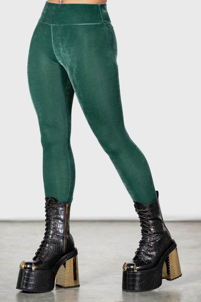 Killstar Hematite Leggings [GREEN] Zelene | PBGDIJ-402