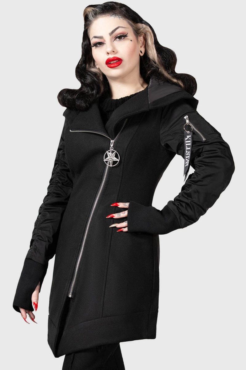 Killstar Hexada Coat Černé | VOLKMU-638