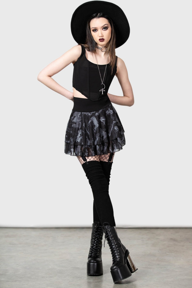 Killstar Hioid Mini Skirt Černé | IJETAB-271