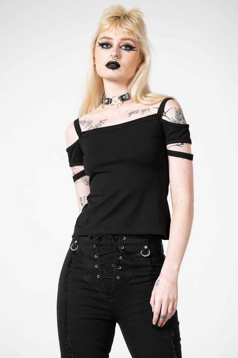 Killstar Huntly Bardot Top Černé | JRZXLE-816