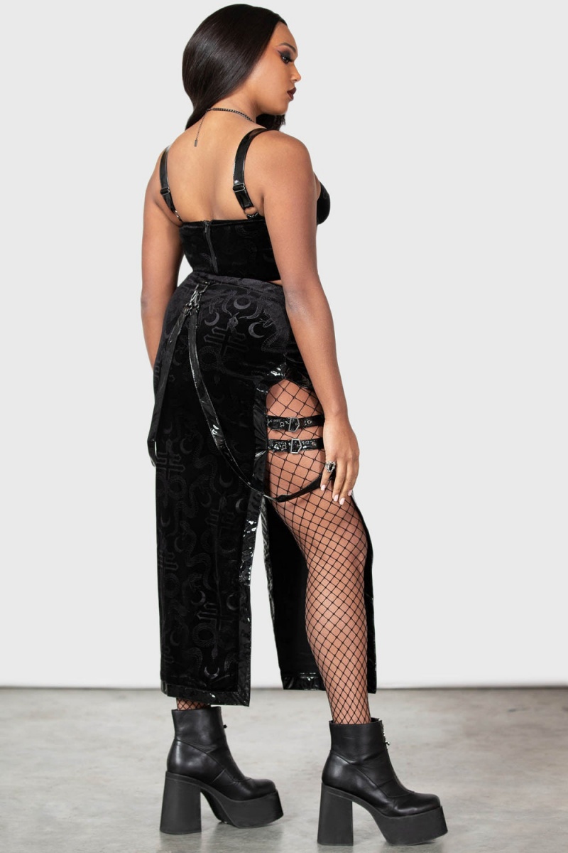 Killstar Ice N Fire Skirt Černé | CBOHSD-145