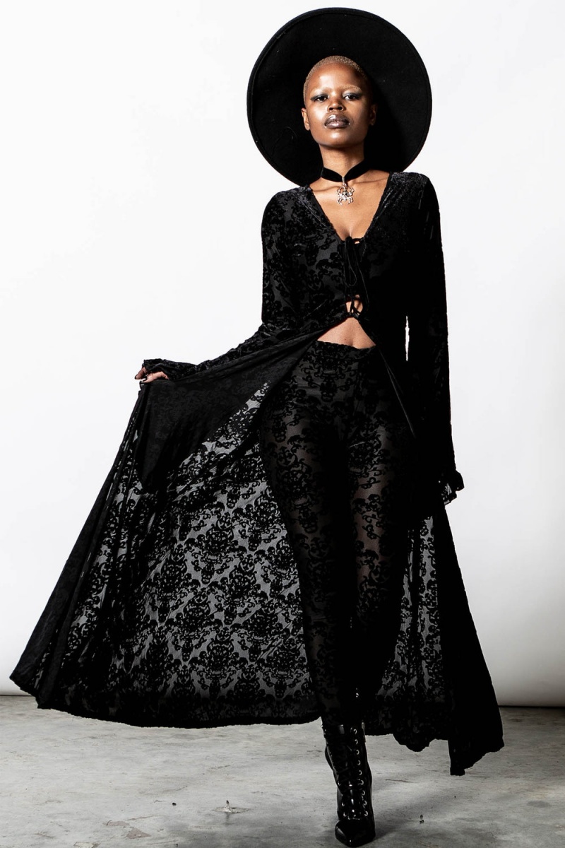 Killstar Inferno Velvet Duster Černé | WJSQGN-709