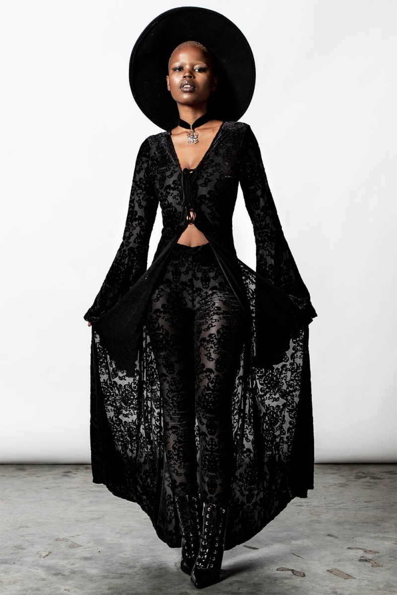 Killstar Inferno Velvet Duster Černé | WJSQGN-709