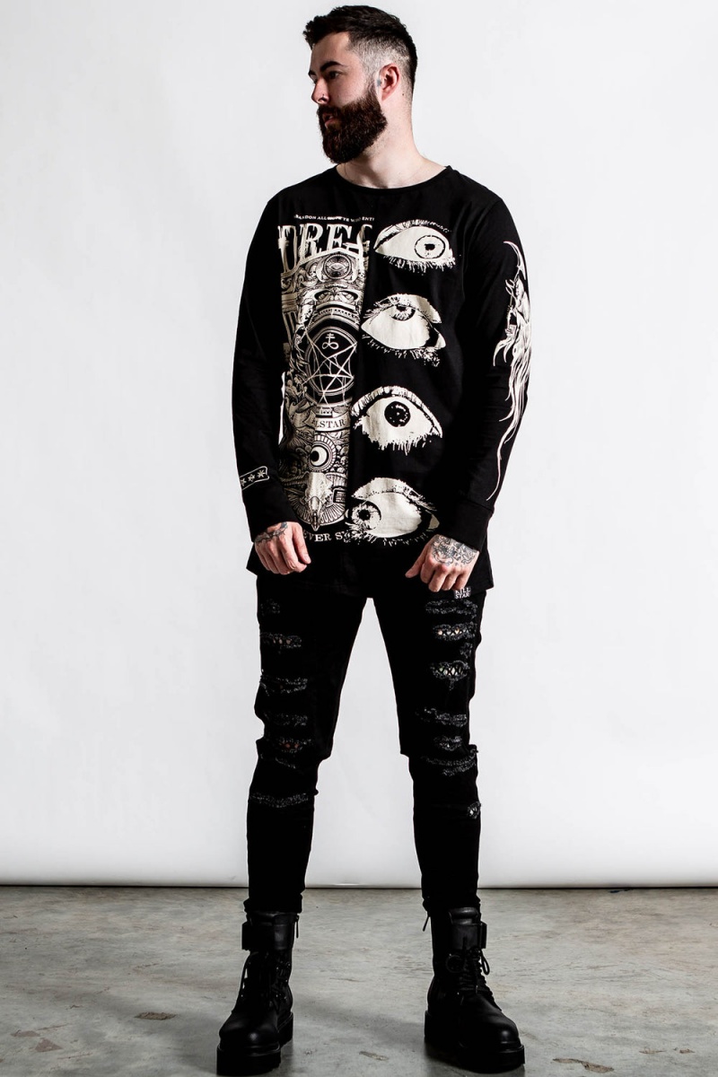 Killstar Insomnia Longline Split-Top Černé | XVJMNT-154