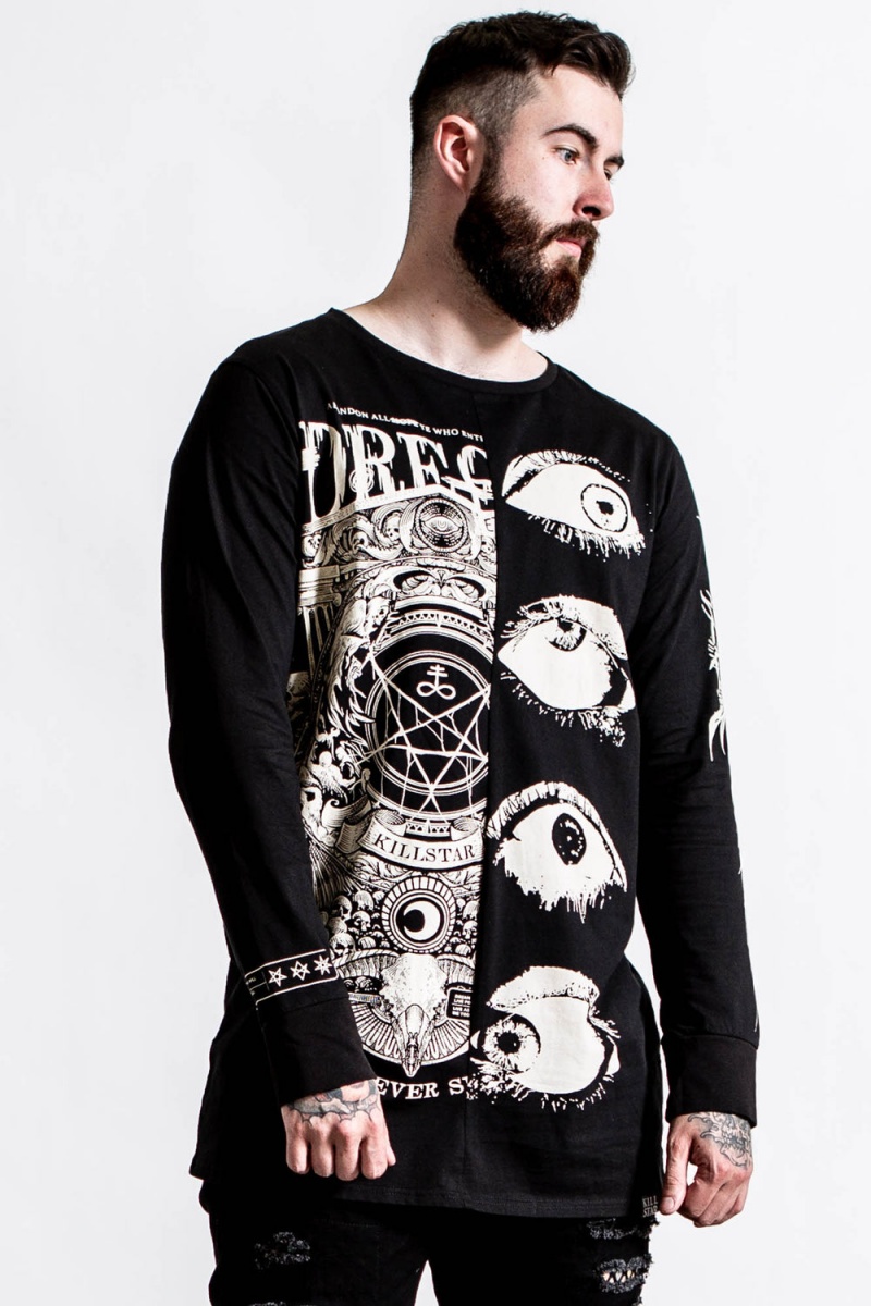 Killstar Insomnia Longline Split-Top Černé | XVJMNT-154