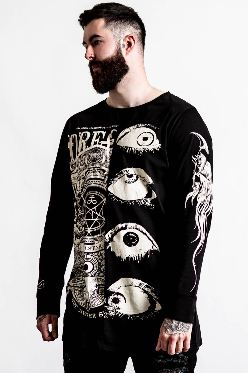 Killstar Insomnia Longline Split-Top Černé | XVJMNT-154