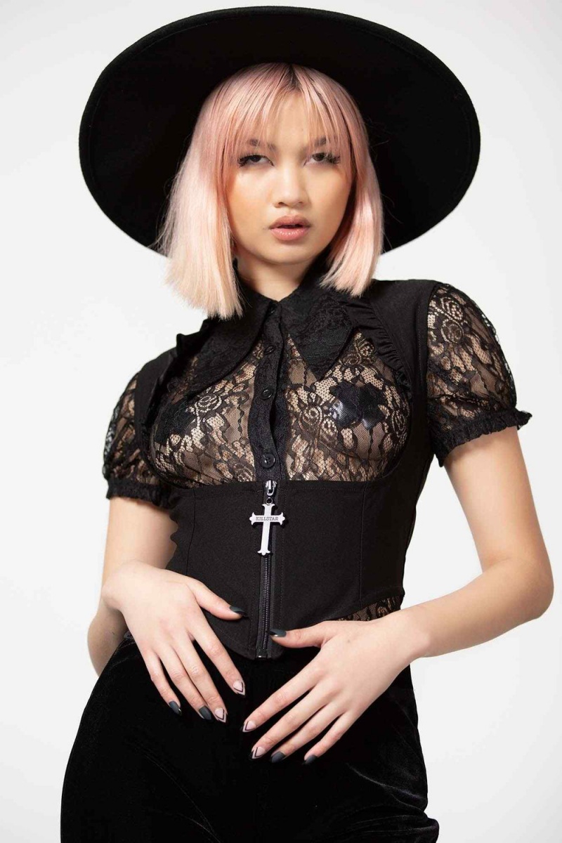 Killstar Isobella Corset Top Černé | ZJYHWV-216