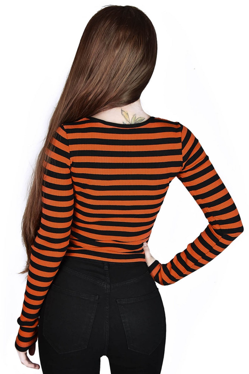 Killstar Izora Žebrovaný Top [PUMPKIN] Oranžové | YQKHWS-605