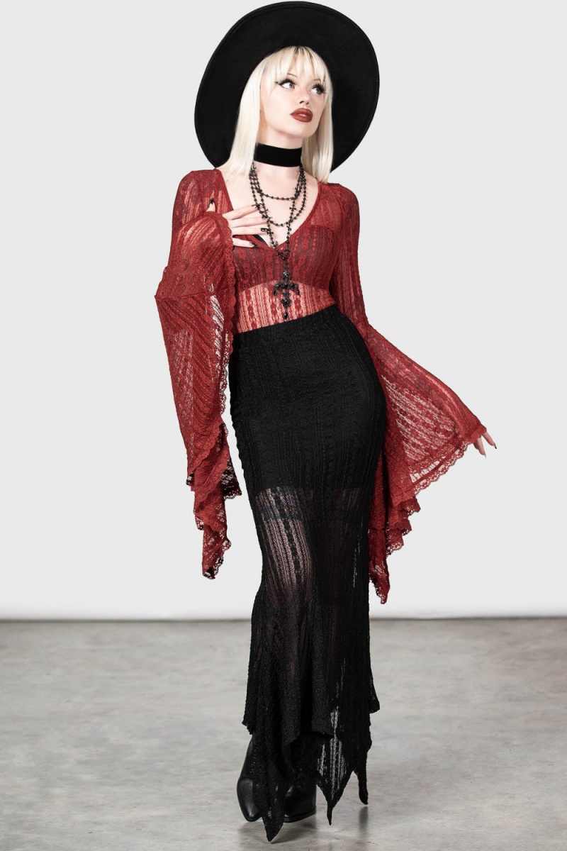 Killstar Juliet's Betrayal Maxi Skirt [B] Černé | LDIYJR-250