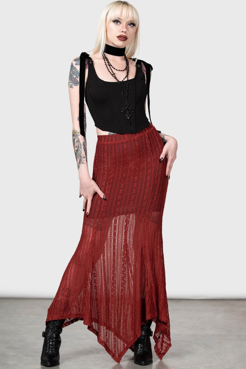 Killstar Juliet's Betrayal Maxi Skirt [RED] Červené | SMJHPQ-714